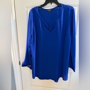 Express Cobalt Blue Long Sleeve V Neck Dressy Tunic Blouse Size XL